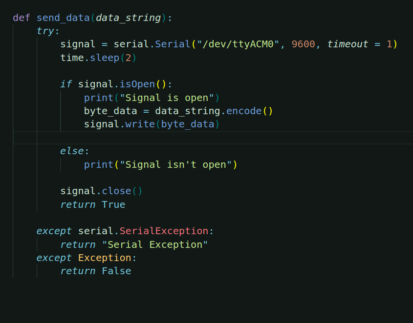 Sending data file screenshot